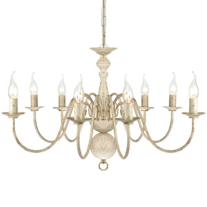 Lampadario Stile Antico Metallo Bianco 8 Lampadine E14 241383