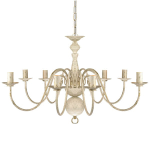 Lampadario Stile Antico Metallo Bianco 8 Lampadine E14 241383