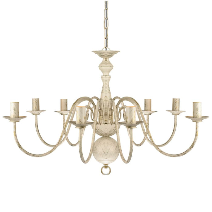 Lampadario Stile Antico Metallo Bianco 8 Lampadine E14 241383