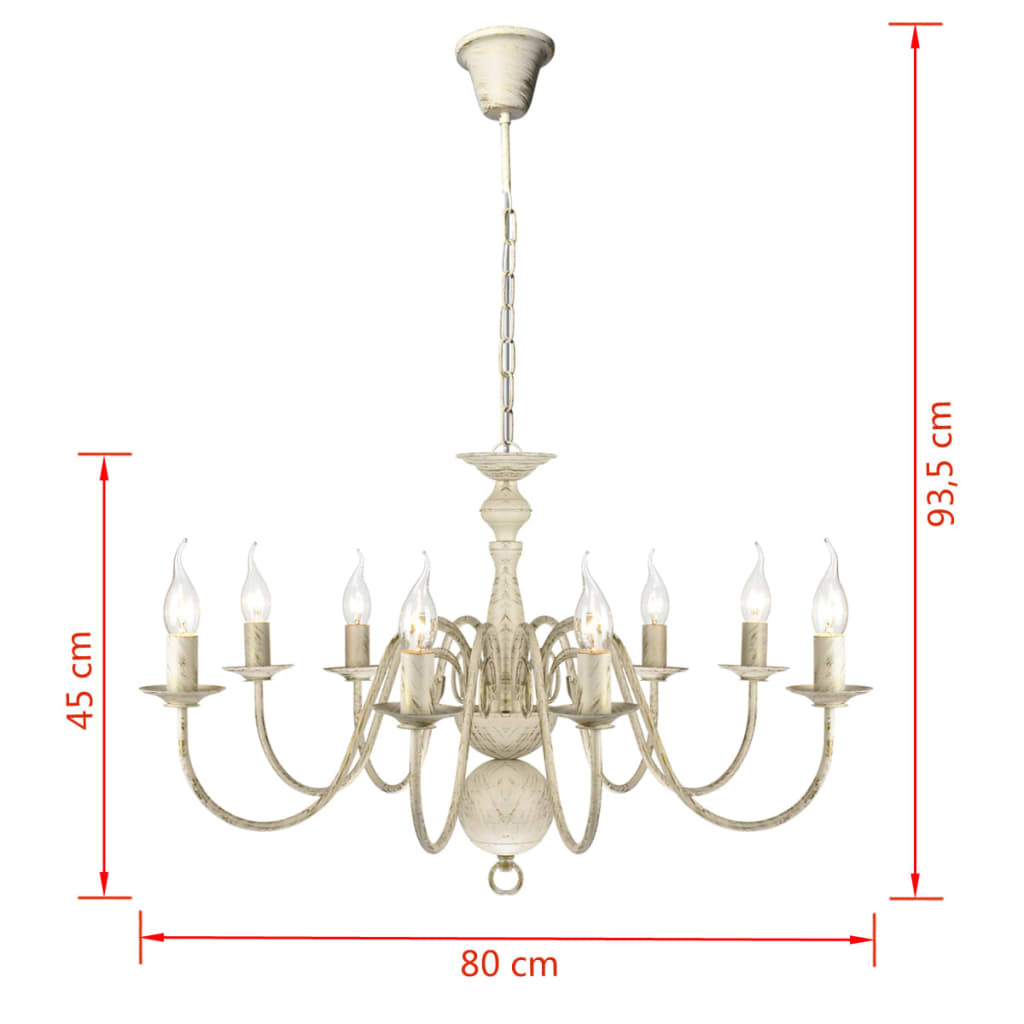 Lampadario Stile Antico Metallo Bianco 8 Lampadine E14 241383
