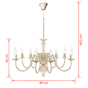Lampadario Stile Antico Metallo Bianco 8 Lampadine E14 241383