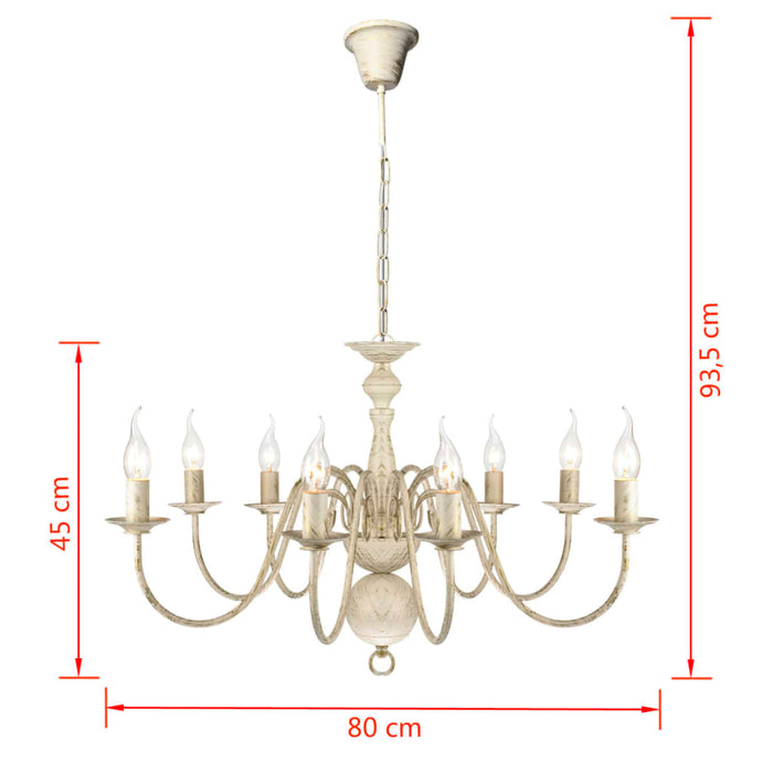 Lampadario Stile Antico Metallo Bianco 8 Lampadine E14 241383