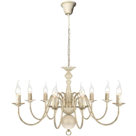 Lampadario Stile Antico Metallo Bianco 8 Lampadine E14 241383