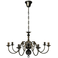 Lampadario Stile Antico Metallo Nero Lampadine 8 x E14 cod mxl 48458