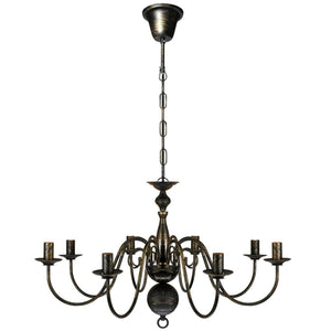 Lampadario Stile Antico Metallo Nero Lampadine 8 x E14 cod mxl 48458