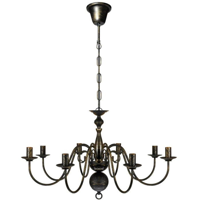 Lampadario Stile Antico Metallo Nero Lampadine 8 x E14 cod mxl 48458