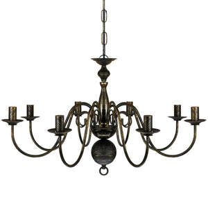 Lampadario Stile Antico Metallo Nero Lampadine 8 x E14 cod mxl 48458