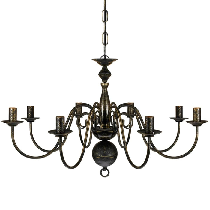 Lampadario Stile Antico Metallo Nero Lampadine 8 x E14 cod mxl 48458