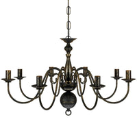 Lampadario Stile Antico Metallo Nero Lampadine 8 x E14 241384