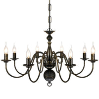 Lampadario Stile Antico Metallo Nero Lampadine 8 x E14 241384