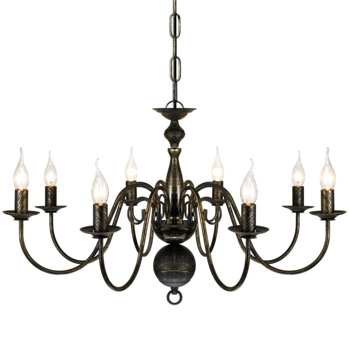 Lampadario Stile Antico Metallo Nero Lampadine 8 x E14 241384