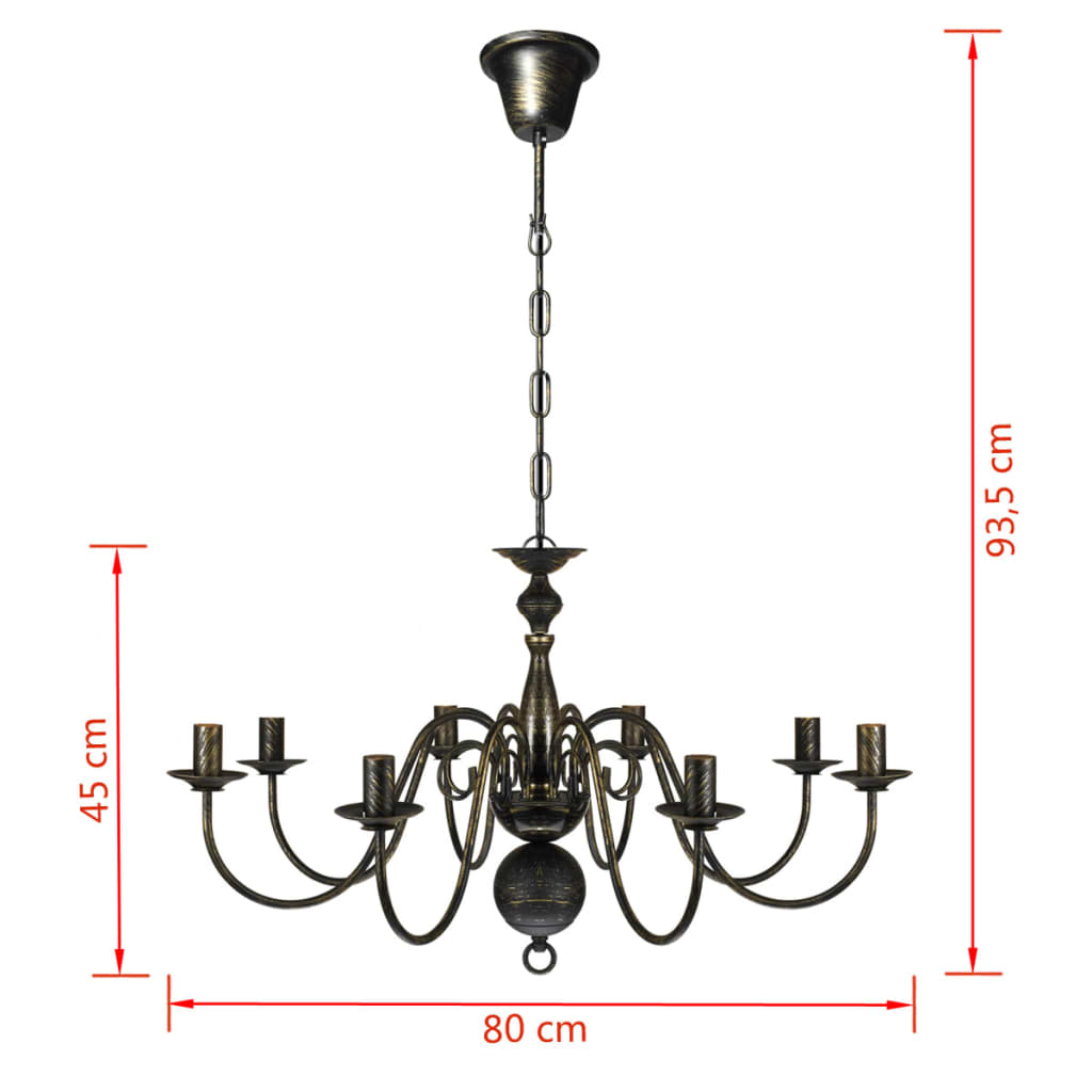 Lampadario Stile Antico Metallo Nero Lampadine 8 x E14 241384