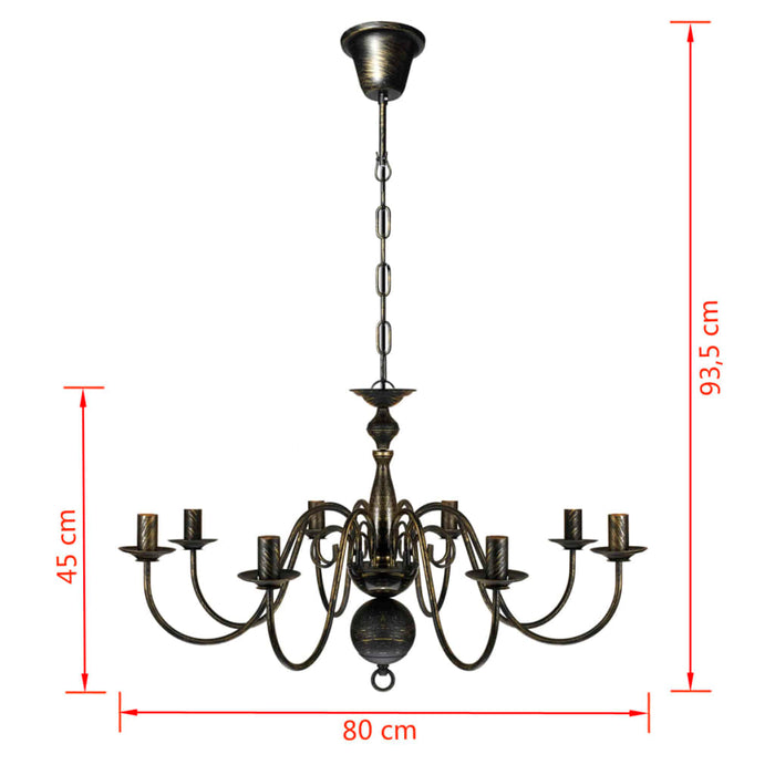 Lampadario Stile Antico Metallo Nero Lampadine 8 x E14 241384