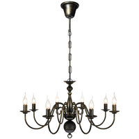 Lampadario Stile Antico Metallo Nero Lampadine 8 x E14 cod mxl 48458