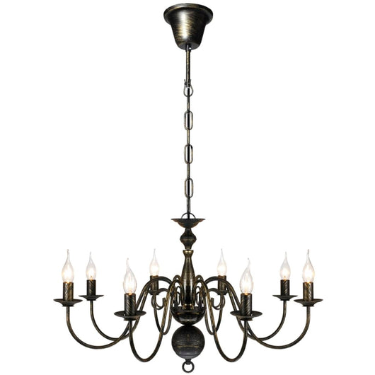 Lampadario Stile Antico Metallo Nero Lampadine 8 x E14 cod mxl 48458