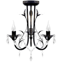 Lampadario Art Nouveau Nero Metallo Perline Cristallo e Lampadine E14cod mxl 105580