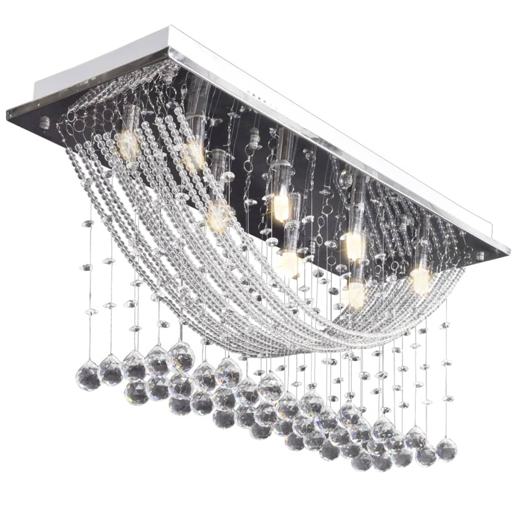 Lampada da Soffitto Bianca con Cristalli di Vetro 8 x G9 29 cm 241391