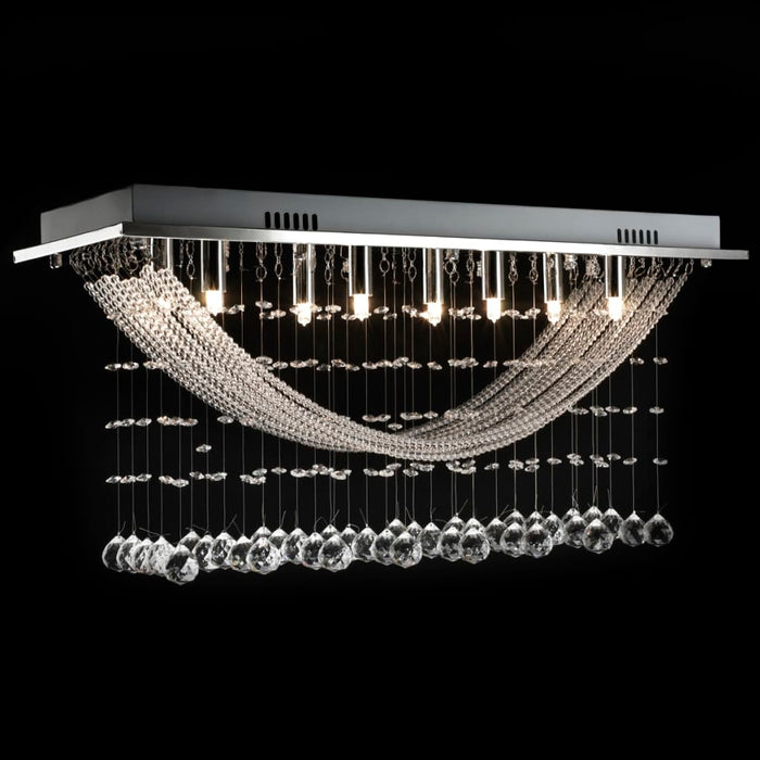 Lampada da Soffitto Bianca con Cristalli di Vetro 8 x G9 29 cm 241391