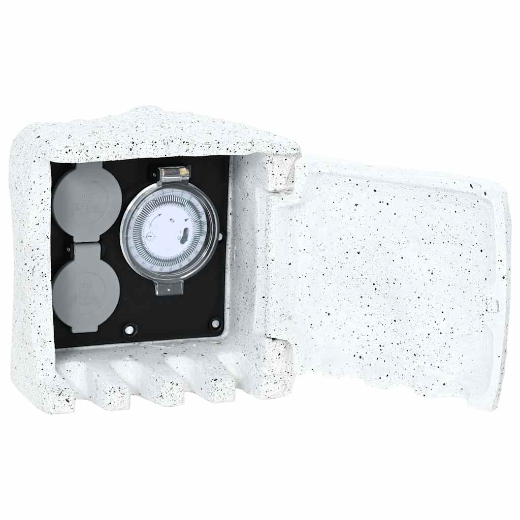 Presa Elettrica da Giardino in Pietra Falsa con Timer