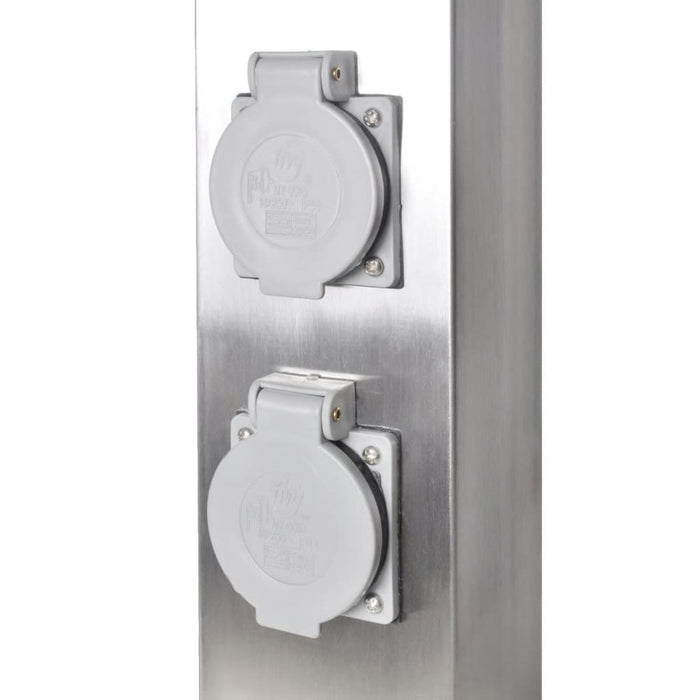 Presa Elettrica da Giardino a Pilastro in Acciaio Inossidabile cod mxl 11945