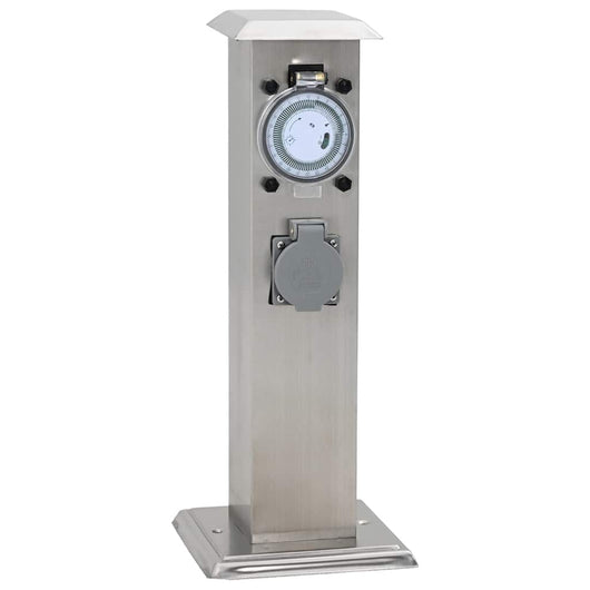 Presa Elettrica da Giardino a Pilastro Acciaio Inox con Timer  cod mxl 11668