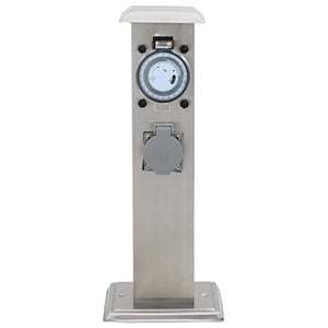 Presa Elettrica da Giardino a Pilastro Acciaio Inox con Timer 41237