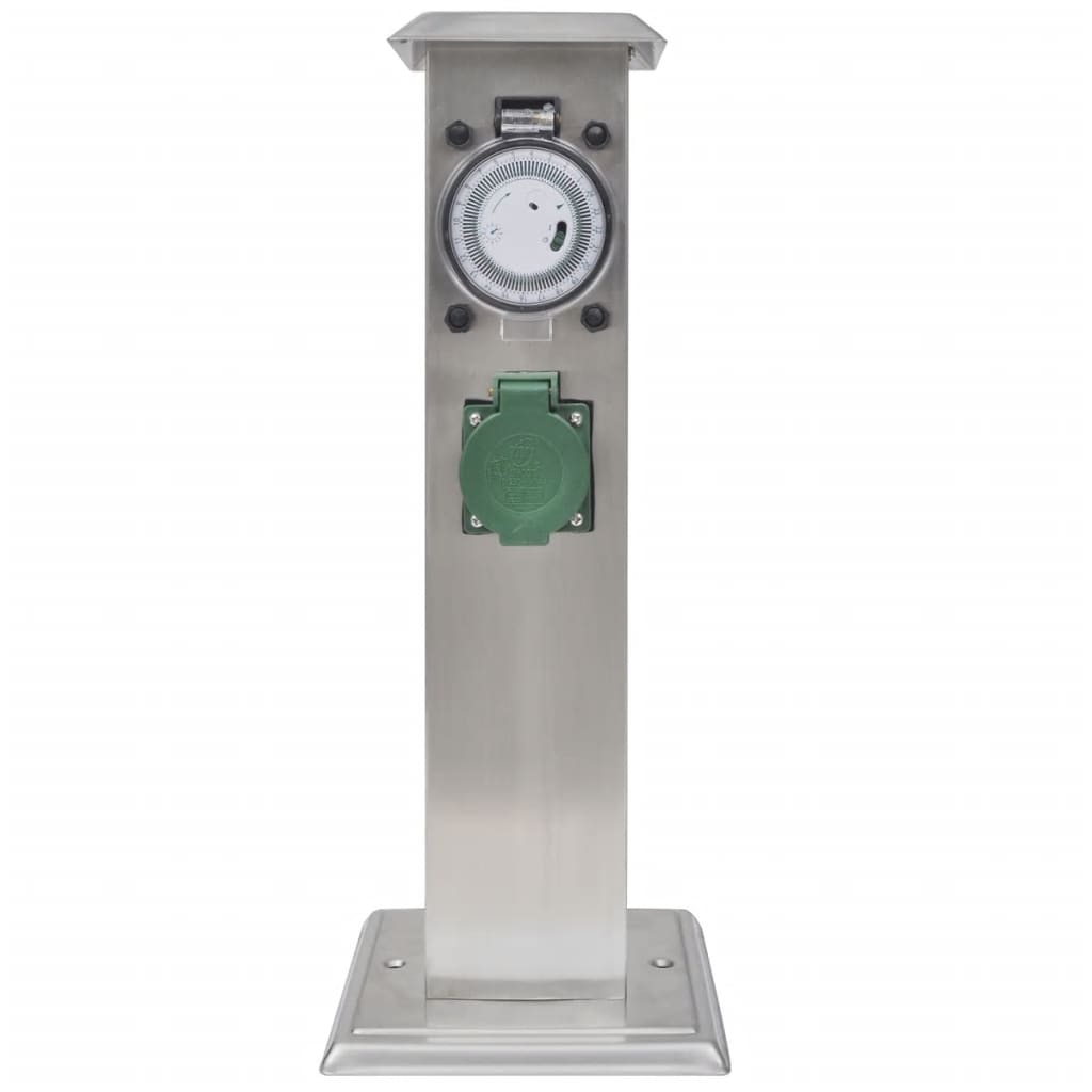 Presa Elettrica da Giardino a Pilastro Acciaio Inox con Timer  cod mxl 11668