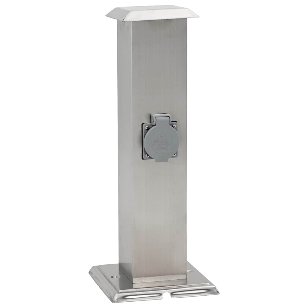 Presa Elettrica da Giardino a Pilastro Acciaio Inox con Timer 41237