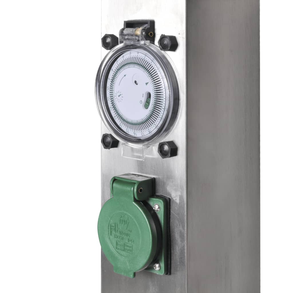 Presa Elettrica da Giardino a Pilastro Acciaio Inox con Timer  cod mxl 11668