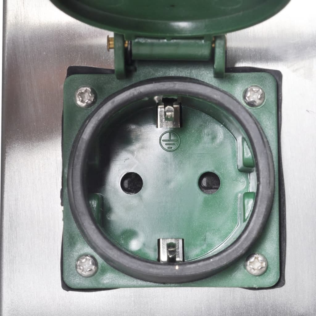 Presa Elettrica da Giardino a Pilastro Acciaio Inox con Timer  cod mxl 11668