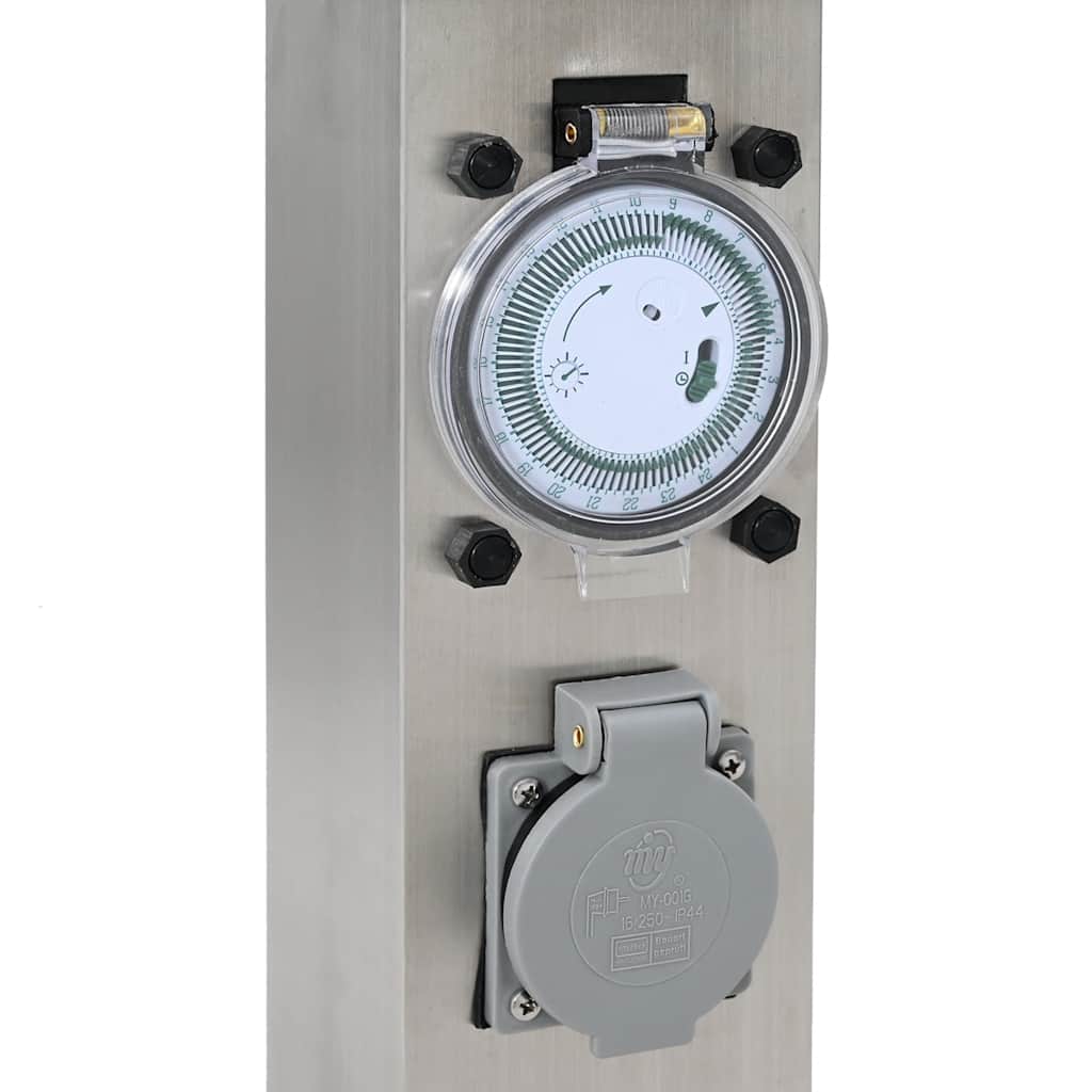Presa Elettrica da Giardino a Pilastro Acciaio Inox con Timer  cod mxl 11668