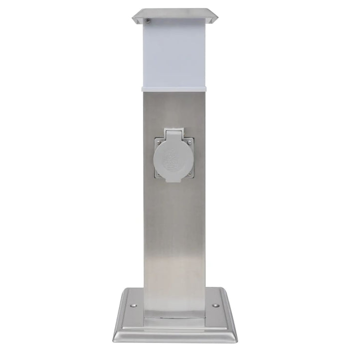 Presa Elettrica da Giardino a Pilastro Acciaio Inossidabile con Luce cod mxl 9964