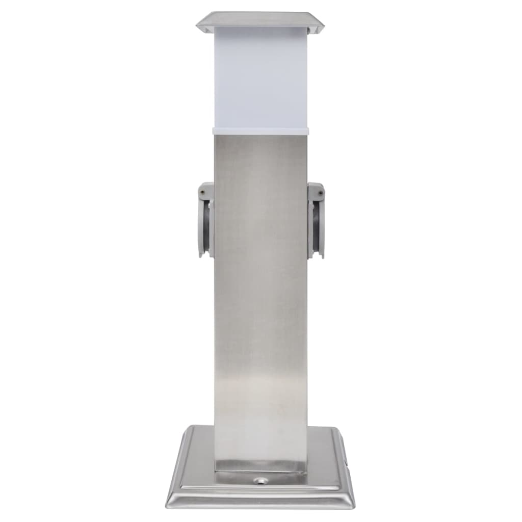 Presa Elettrica da Giardino a Pilastro Acciaio Inossidabile con Luce 41238