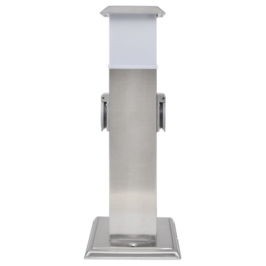 Presa Elettrica da Giardino a Pilastro Acciaio Inossidabile con Luce 41238