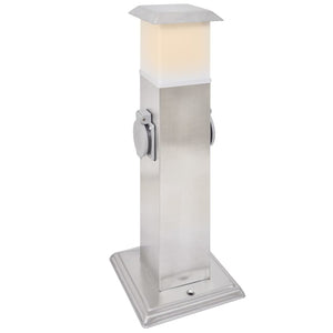 Presa Elettrica da Giardino a Pilastro Acciaio Inossidabile con Luce 41238