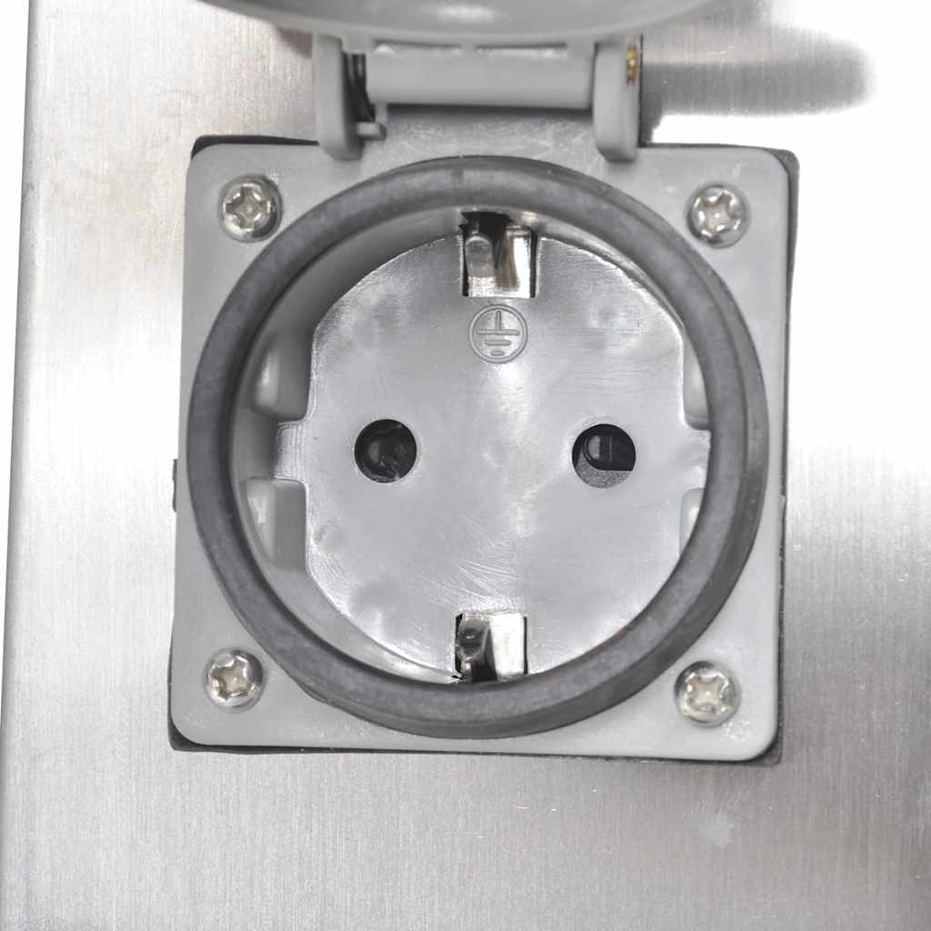 Presa Elettrica da Giardino a Pilastro Acciaio Inossidabile con Luce cod mxl 9964