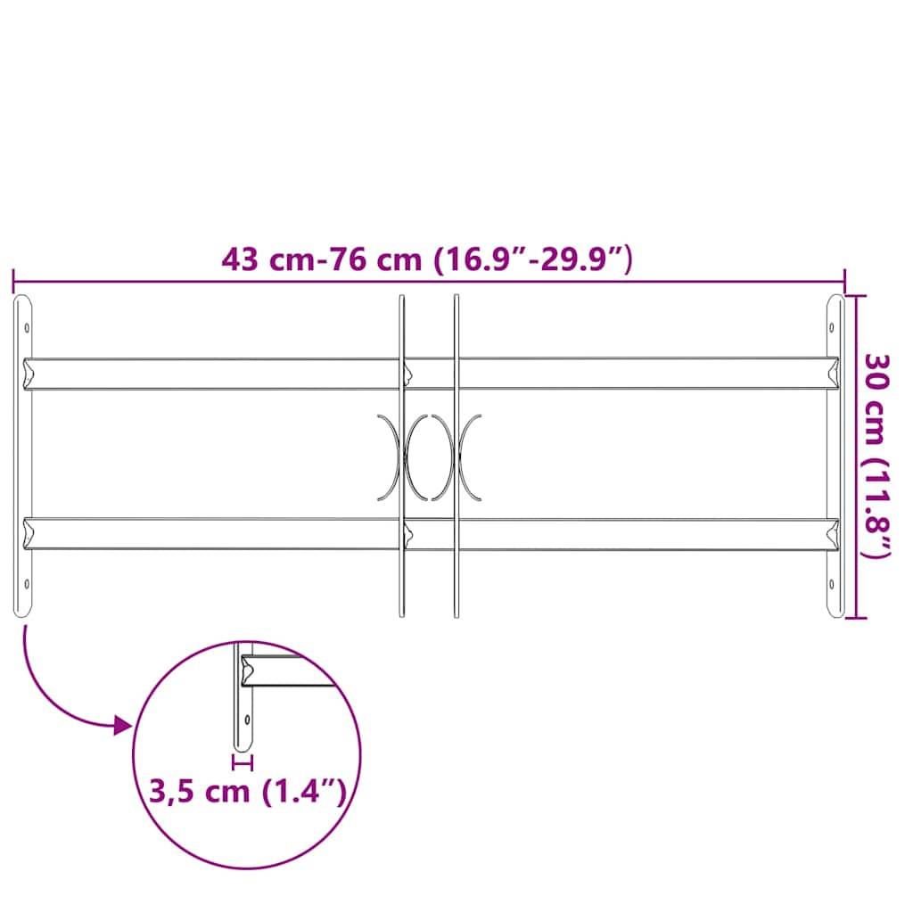 Grate per Finestre Regolabili 2 Barre Trasversali 500-650 mm 141379