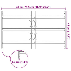Grate per Finestre Regolabili 3 Barre Trasversali 500-650 mm 141382