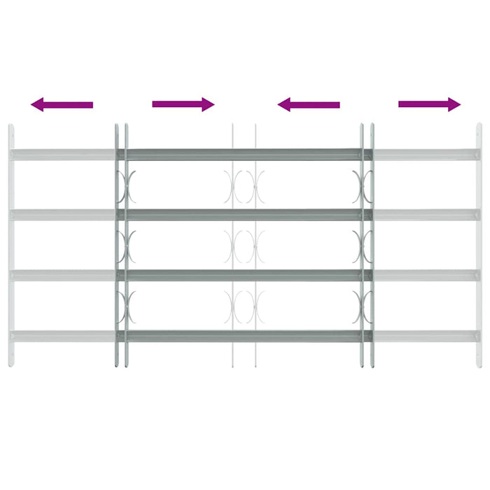 Grate per Finestre Regolabili 4 Barre Trasversali 700-1050 mm 141386
