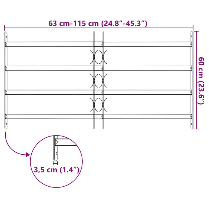 Grate per Finestre Regolabili 4 Barre Trasversali 700-1050 mm 141386