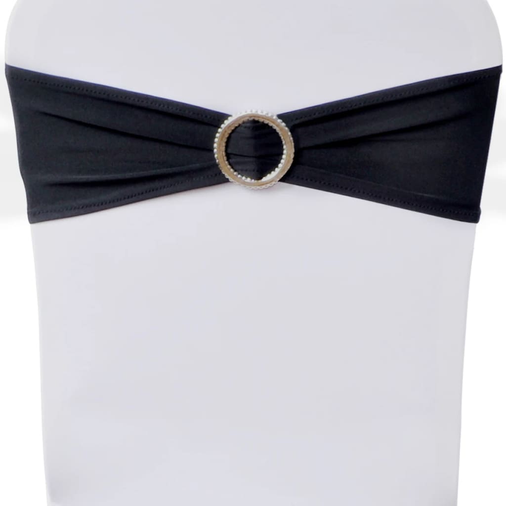 Fascia Elasticizzata Nera Decorativa Sedia con Fibbia Diamante 25 pz