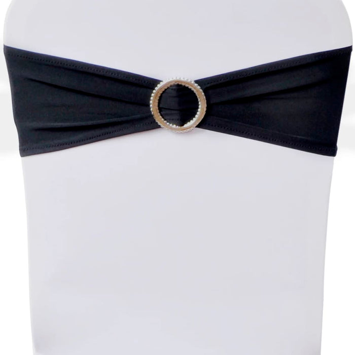 Fascia Elasticizzata Nera Decorativa Sedia con Fibbia Diamante 25 pz