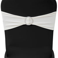 Fascia Elasticizzata Crema Decorativa Sedia con Fibbia Diamante 25 pz