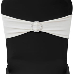 Fascia Elasticizzata Crema Decorativa Sedia con Fibbia Diamante 25 pz