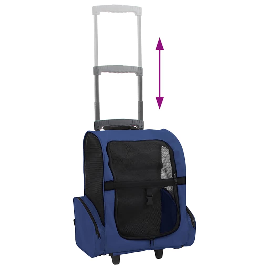 vidaXL Trolley Trasportino per Animali Pieghevole Multifunzione Blu