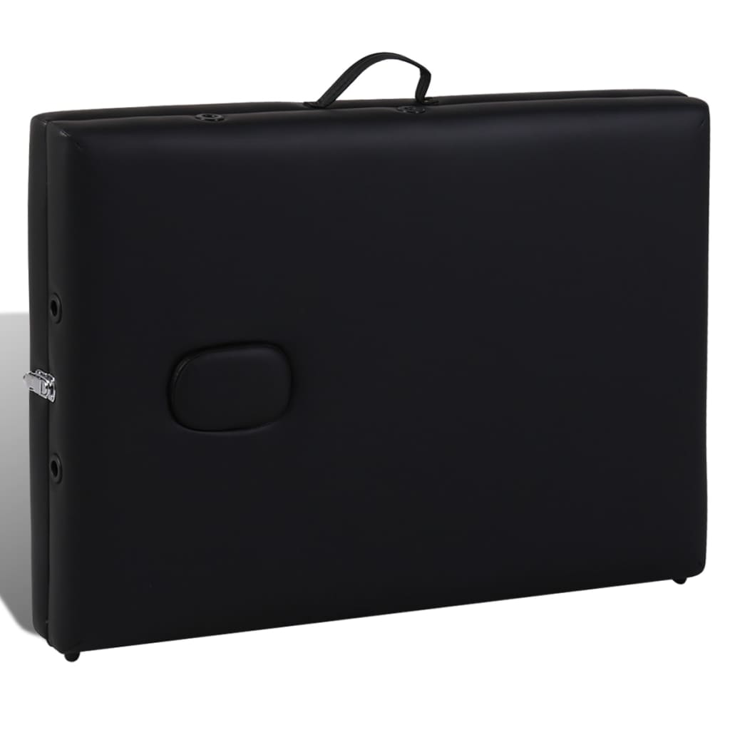 Lettino Pieghevole da Massaggio Nero 2 Zone con Telaio Legno 110077