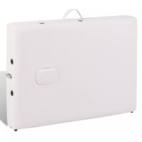 Lettino da massaggio pieghevole bianco 2 zone con struttura in legno crema 02_0001874