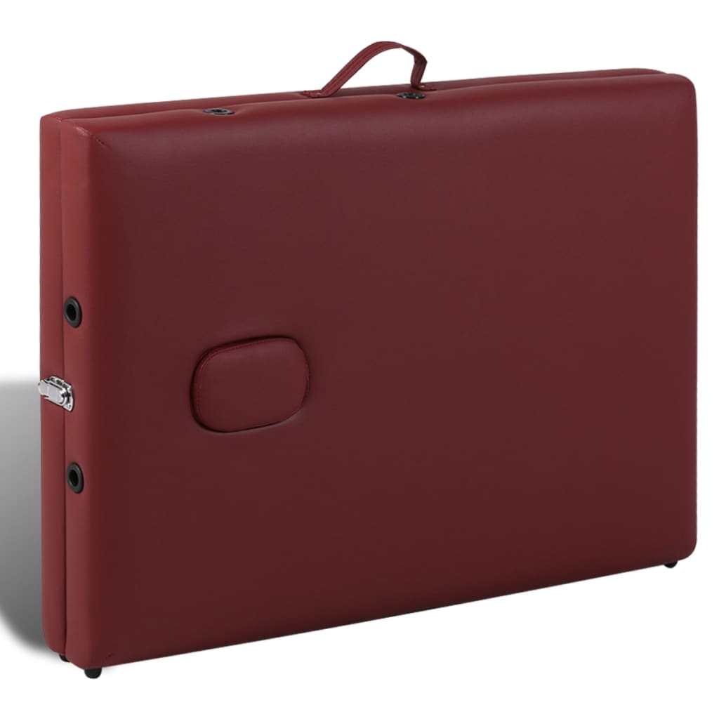 Lettino Pieghevole da Massaggio Rosso 3 Zone con Telaio Legno 110080