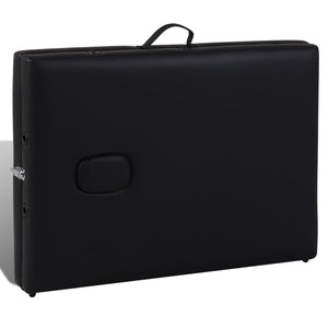 Lettino Pieghevole da Massaggio Nero 3 Zone con Telaio Legno 110081