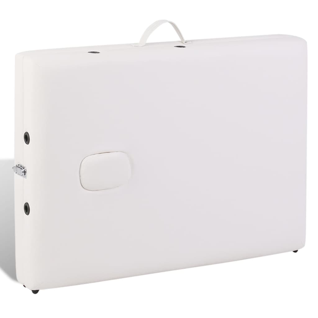 Lettino Pieghevole da Massaggio Crema 3 Zone con Telaio Legno 110082